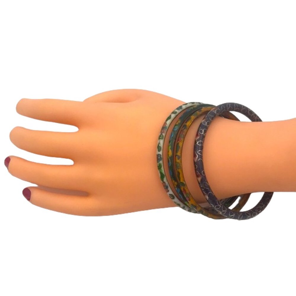 Bundle Set Of Enamel Cloisonn Bangle Bracelet - image 2